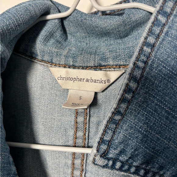 Christopher & Banks Cropped Denim Jacket 90s Retro Casual Blue Size S - Picture 2 of 6
